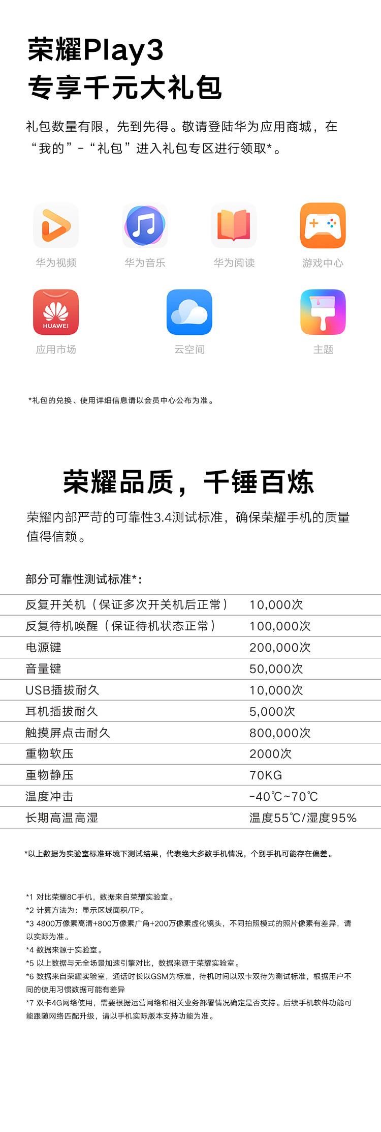 华为/HUAWEI 荣耀Play3 4GB+128GB 魅眼全视屏 4000mAh大电池 真4800