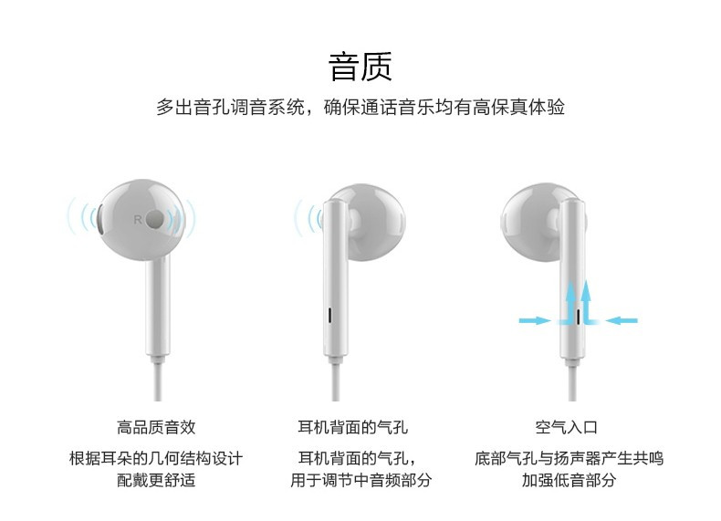 华为/HUAWEI AM116 原装手机耳机 三键线控 半入耳式 带麦克风