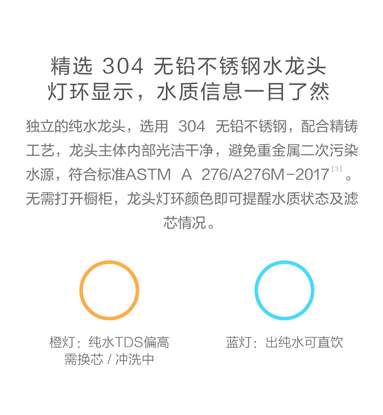 小米/MIUI 小米净水器厨下式1A 厨房自来水RO反渗透直饮纯水机家用净水机