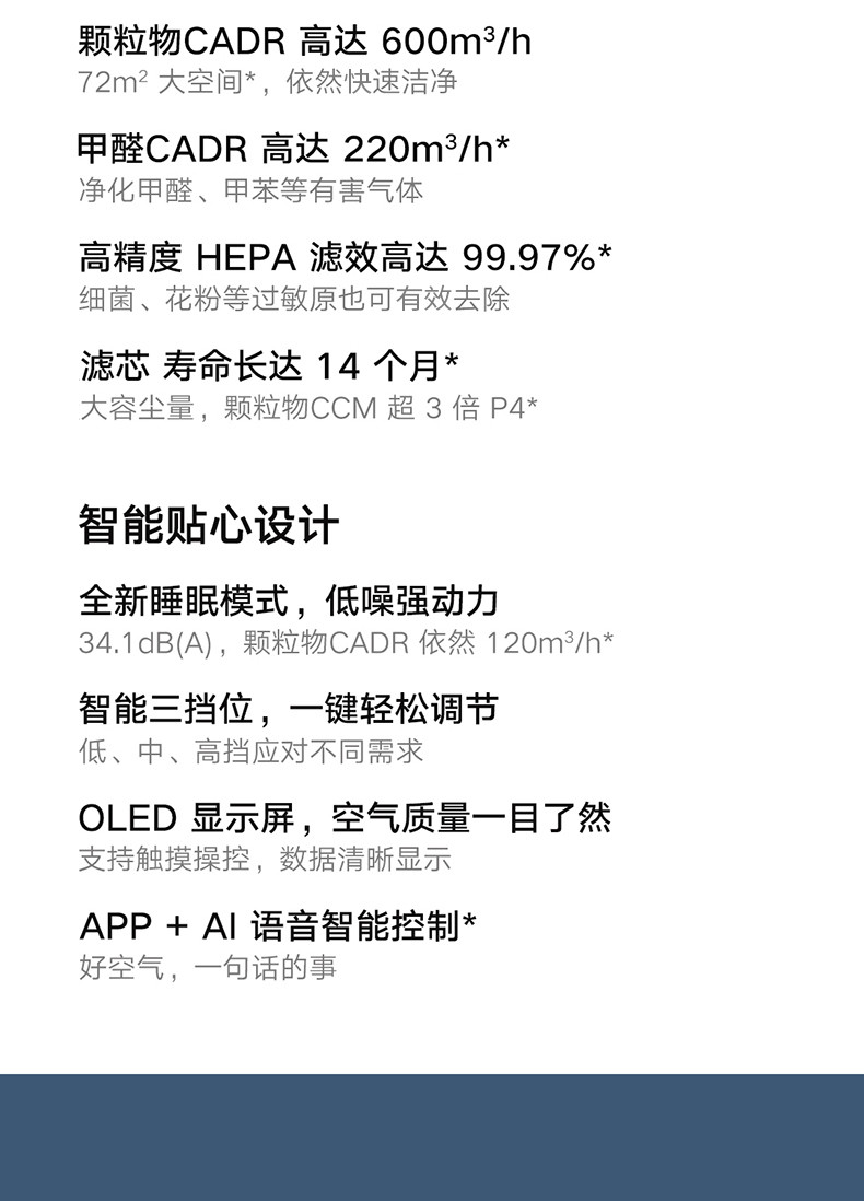 小米/MIUI 米家空气净化器pro H家用室内办公智能氧吧除甲醛雾霾PM2.5新品