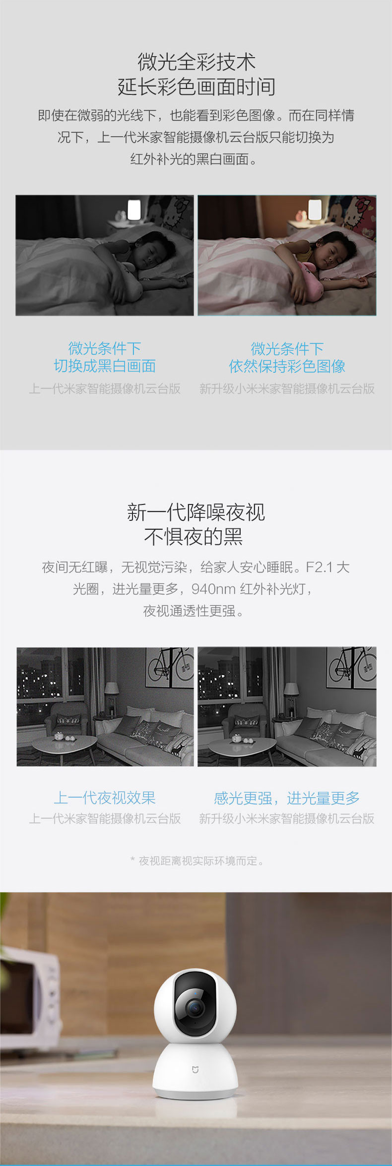 小米/MIUI 小米(MI)米家智能摄像机云台版白色1080P家用监控高清360度红摄像头