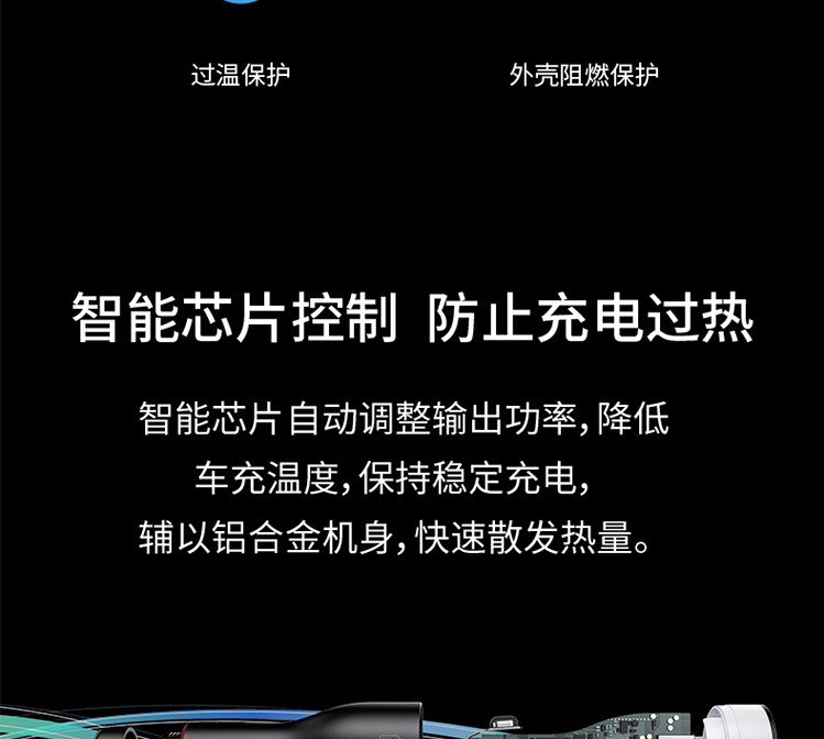 华为/HUAWEI 原装车载充电器 Max66W超级快充/双口输出/ 黑色CK020