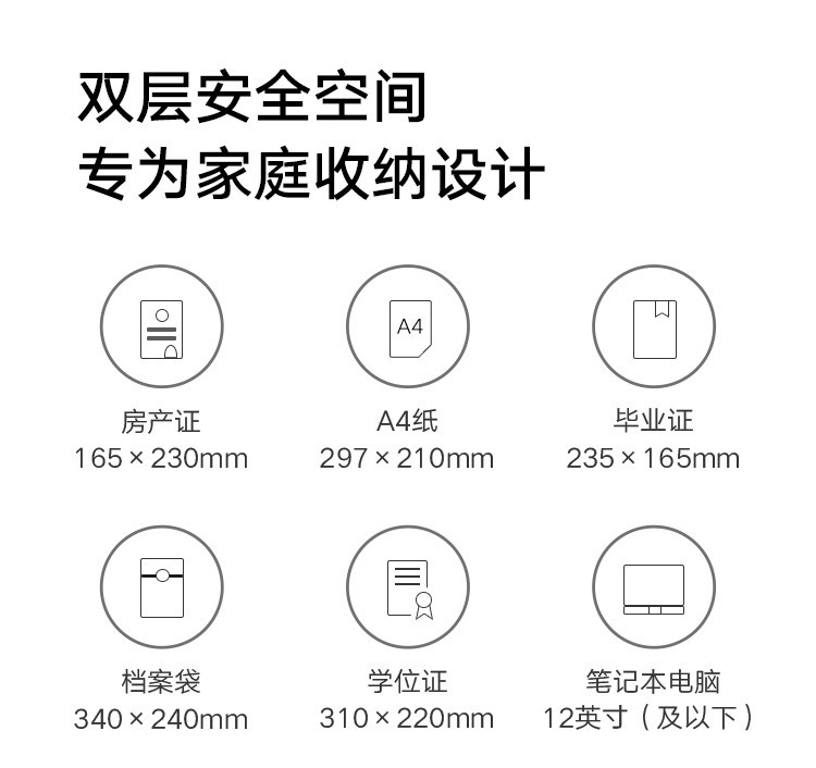 小米米家智能保管箱保险柜 高30CM 指纹 密码6种解锁方式 办公家用保管柜保密箱