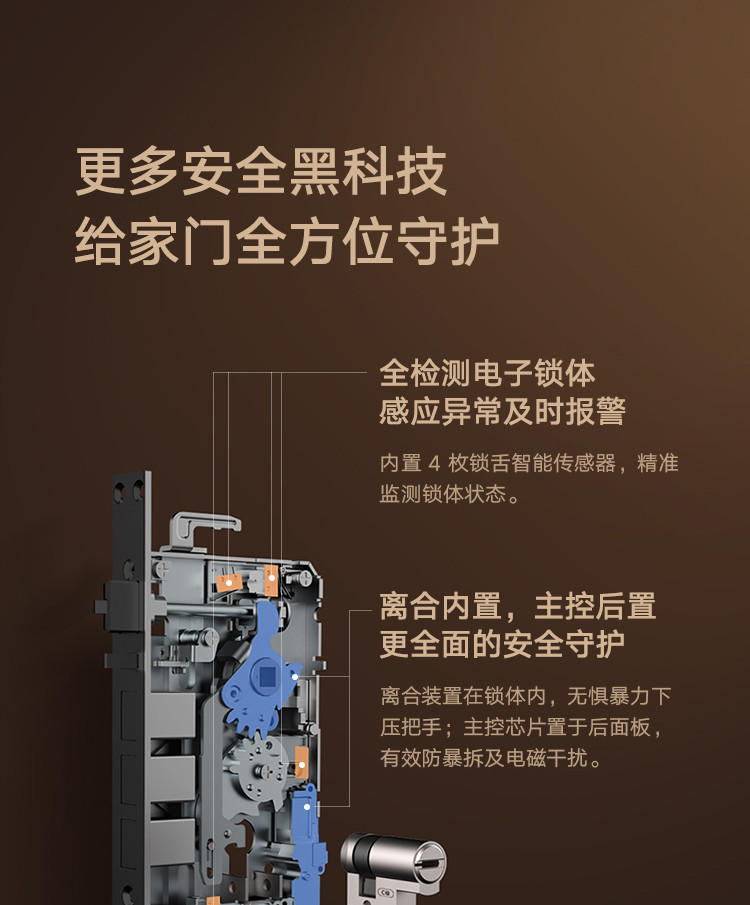 小米 智能门锁 1S标准门锁 磨砂金 C级锁芯 指纹锁电子锁密码锁防盗门锁