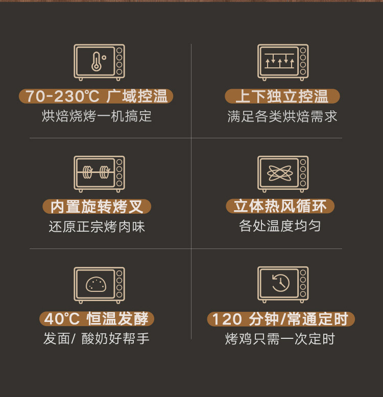 米家 小米电烤箱家用 三层烤位 上下独立控温 一机多用 70°C-230°C精准控温 内置烤叉