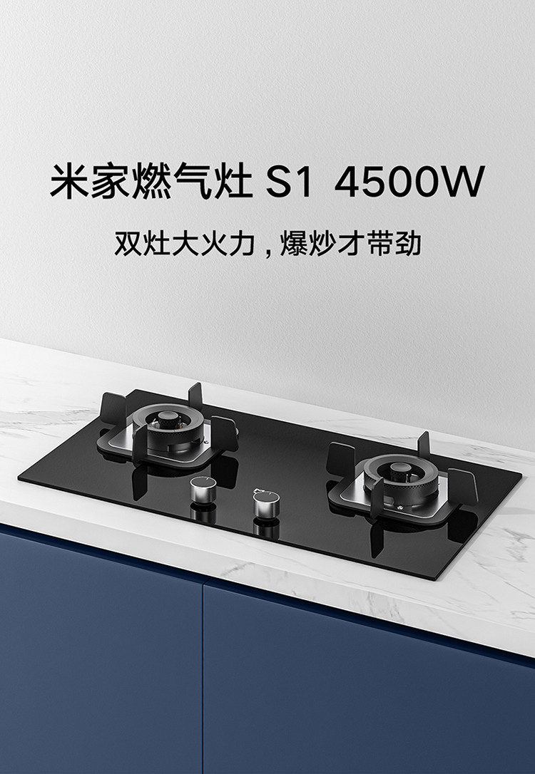 米家燃气灶S1 防爆玻璃面板   嵌入台式两用 4.5kw 家用双灶JZT-MJ01A