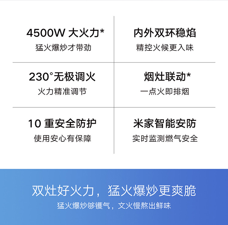 米家燃气灶S1 防爆玻璃面板   嵌入台式两用 4.5kw 家用双灶JZT-MJ01A