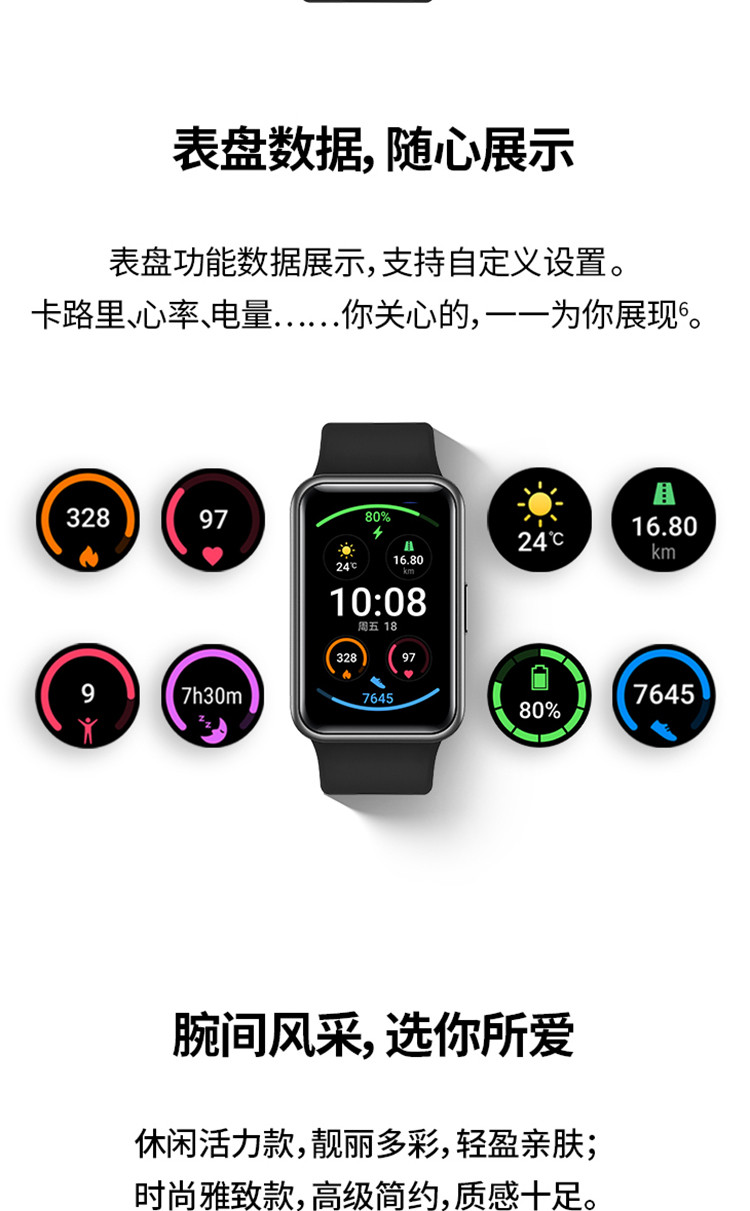 华为/HUAWEI WATCH FIT 运动智能手表方形 时尚轻薄/华为快充/专业运动 雅致款 凝霜白