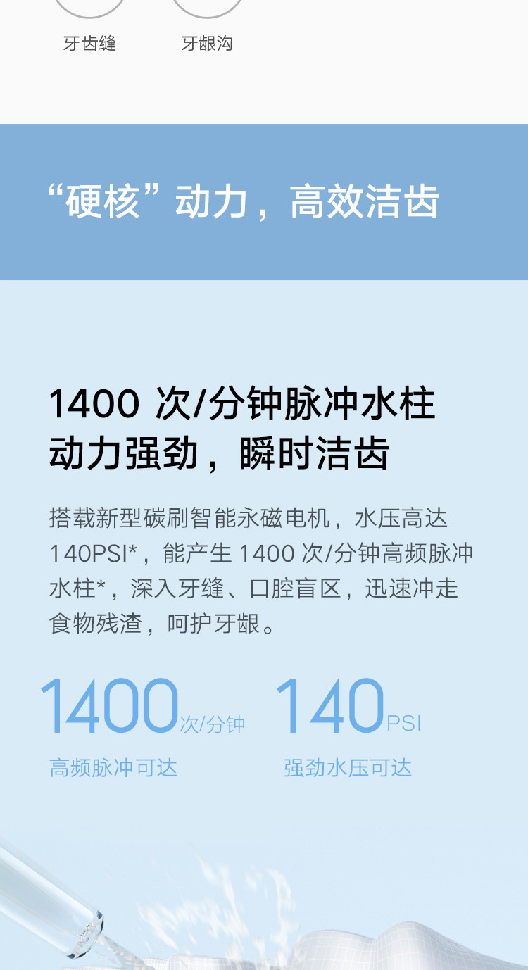  米家 小米立式冲牙器洗牙器美牙仪 高频脉冲水流 4档模式 4种专业喷嘴 45天续航 MEO701