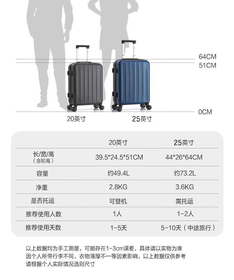 爱华仕/OIWAS 行李箱拉杆箱6622-20英寸 标准版 炭灰色 轻便耐磨防刮飞机轮 可登机