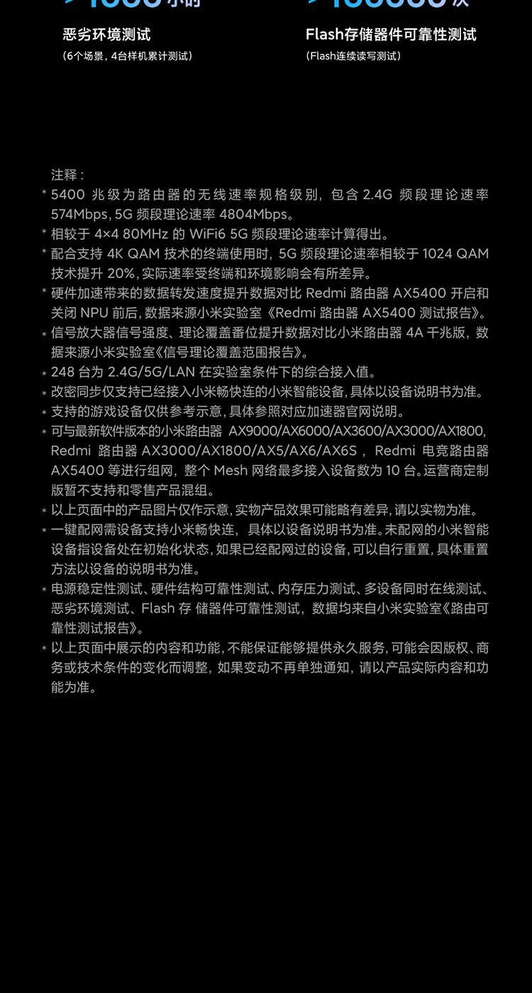 小米/MIUI Redmi 路由器 AX5400 无线速率AX5400 高通3核处理器