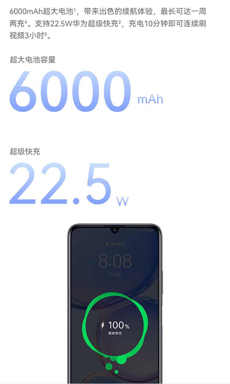 华为/HUAWEI 畅享60 6000mAh+22.5W超级快充 4800万大底超清影像