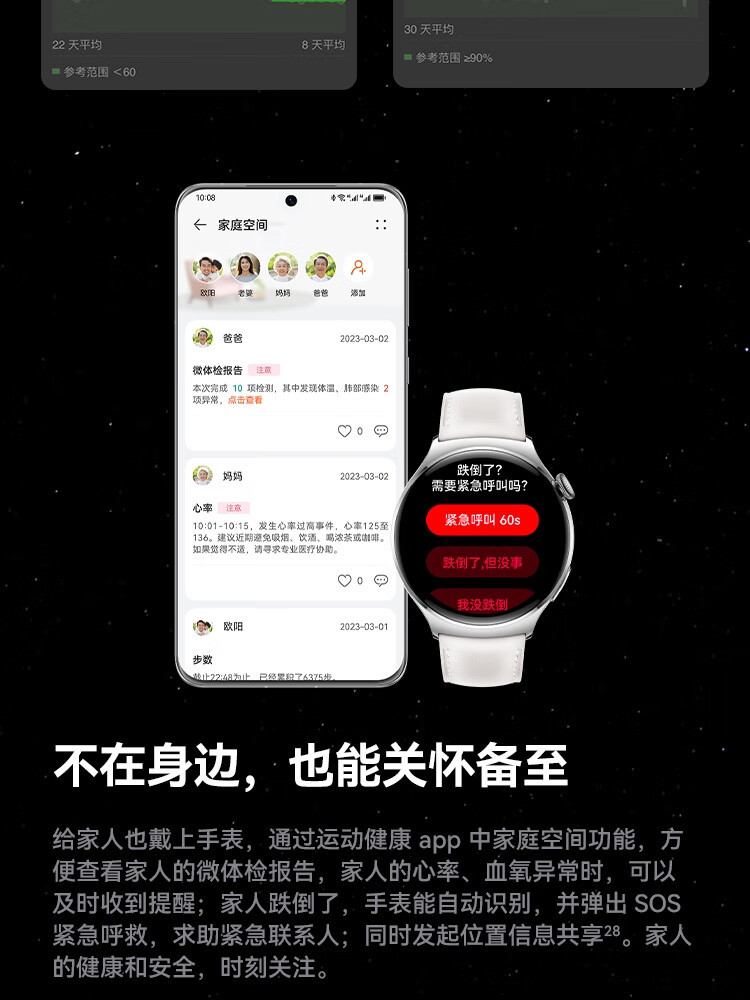 华为/HUAWEI WATCH 4 幻月黑 黑色氟橡胶表带