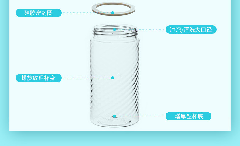 苏泊尔/SUPOR 水杯BB杯Tritan塑料杯学生儿童水壶随手杯茶水杯KC55BN1