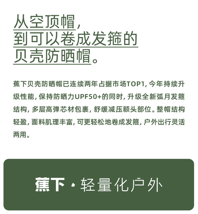 蕉下 贝壳帽空顶防晒帽子女防紫外线遮脸遮阳云纱防晒大帽檐太阳帽