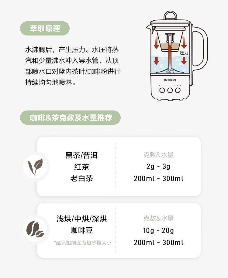 北鼎/BUYDEEM  K32养生壶 磨砂面 mini煮茶器