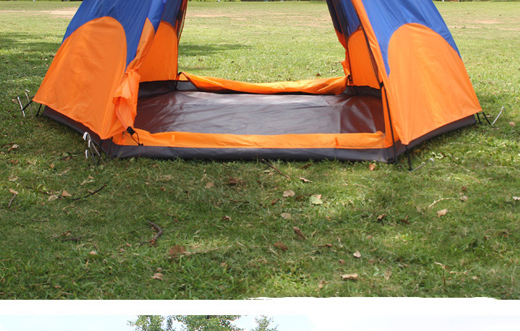 洋湖轩榭 户外野营用品六角帐篷3-4人双层防暴雨自动速开帐篷