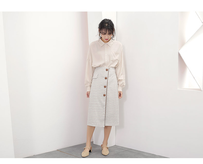施悦名衬衣女2018年秋季韩版新款气质宽松显瘦翻领开衫长袖衬衫女上衣