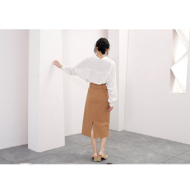 施悦名衬衣女2018年秋季韩版新款气质宽松显瘦翻领开衫长袖衬衫女上衣
