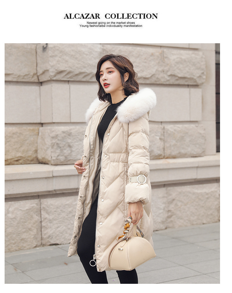 施悦名2018新款韩版棉服女修身中长款大毛领加厚大码显瘦棉服外套