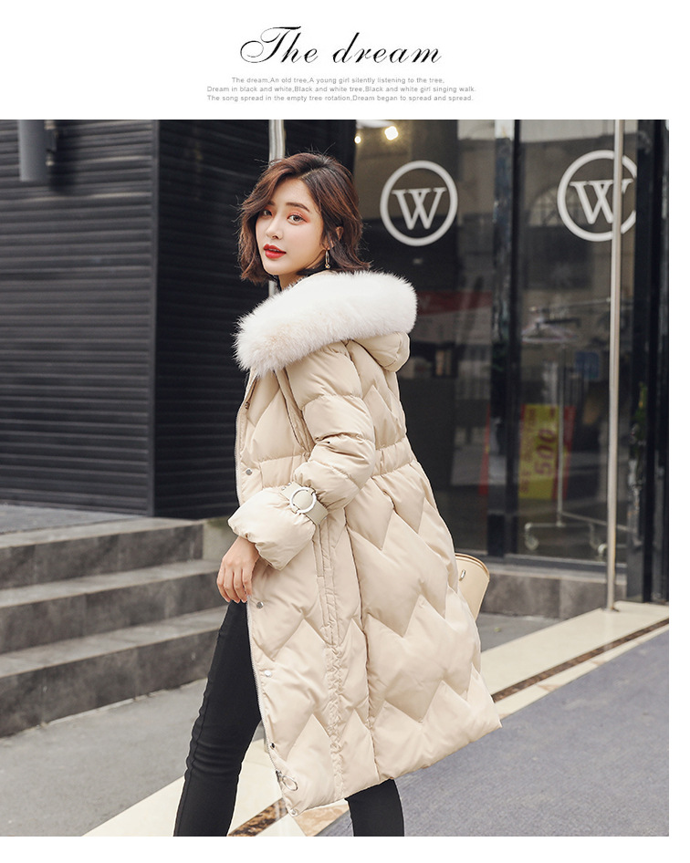 施悦名2018新款韩版棉服女修身中长款大毛领加厚大码显瘦棉服外套