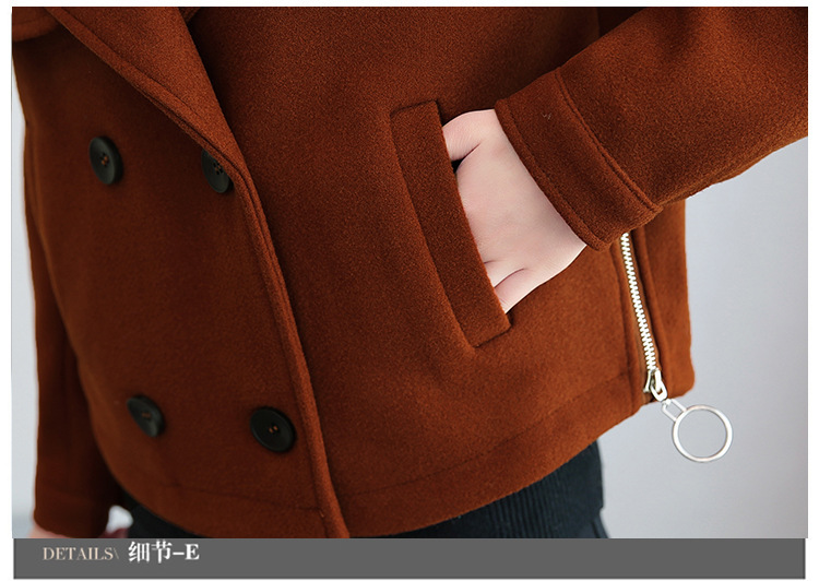 施悦名2018秋冬新款韩国女装时尚显瘦学生短款毛呢外套呢子小西装潮大衣