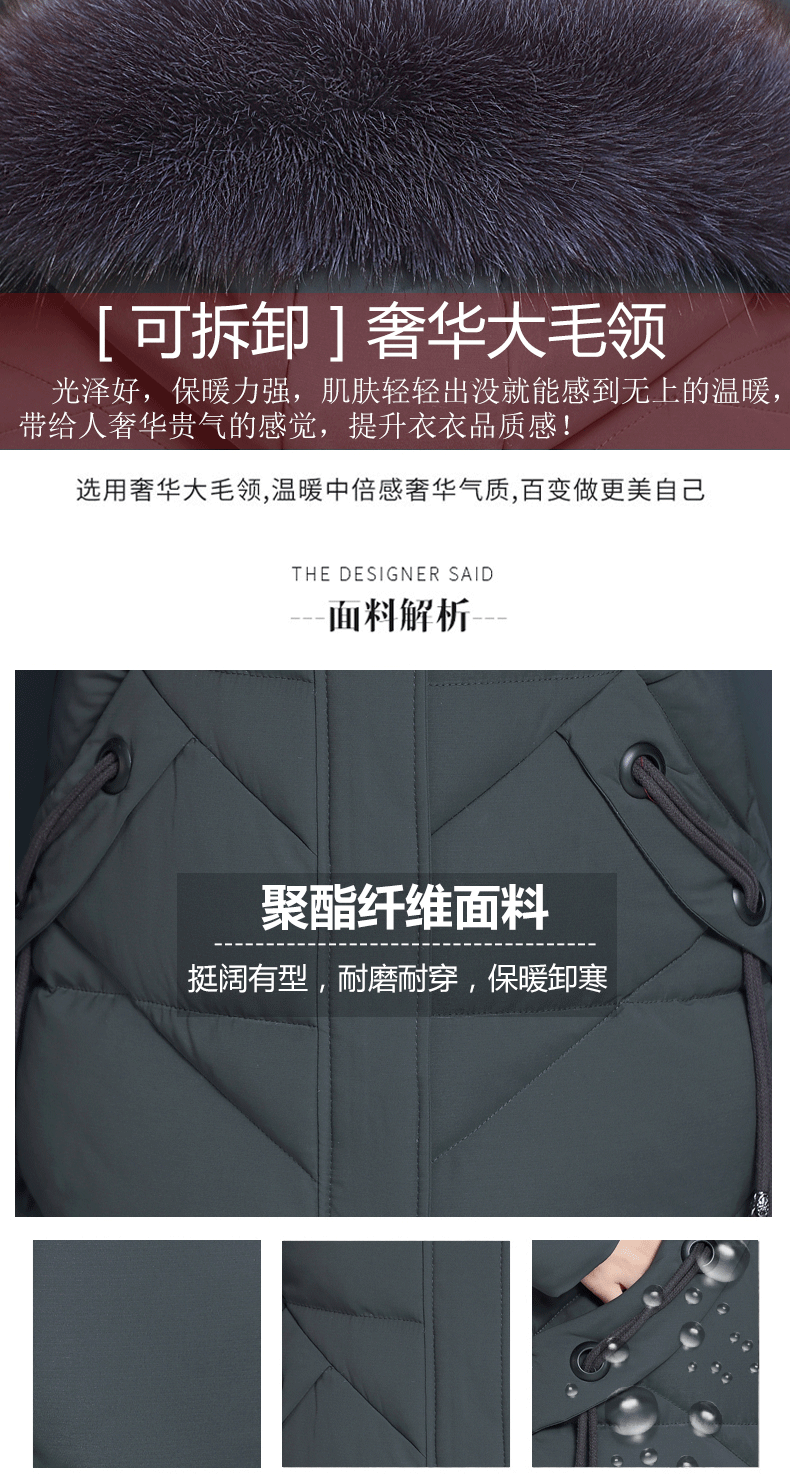 洋湖轩榭妈妈冬装外套中长款中老年棉衣女高贵羽绒棉服加厚老年人洋气棉袄