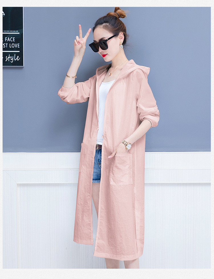 施悦名 2019夏季新款韩版中长款防晒衣女宽松超薄防紫外线服时尚开衫外套