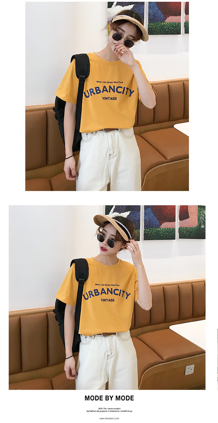 施悦名 2019夏季韩国新款女式短袖T恤女棉宽松学生衣服女装