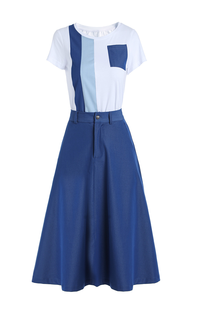 施悦名 2019夏季新款女装欧美时尚气质爆款套装短袖T+半身裙两件套A