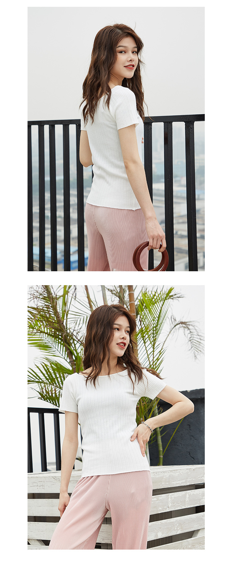 施悦名 2019夏季新款韩版女装紧身上衣短袖修身打底针织衫A