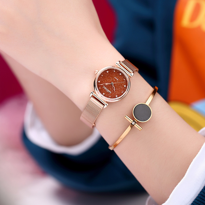 汤河店 美趣M1212网红星空手表女 腕表抖音同款米兰表带手表