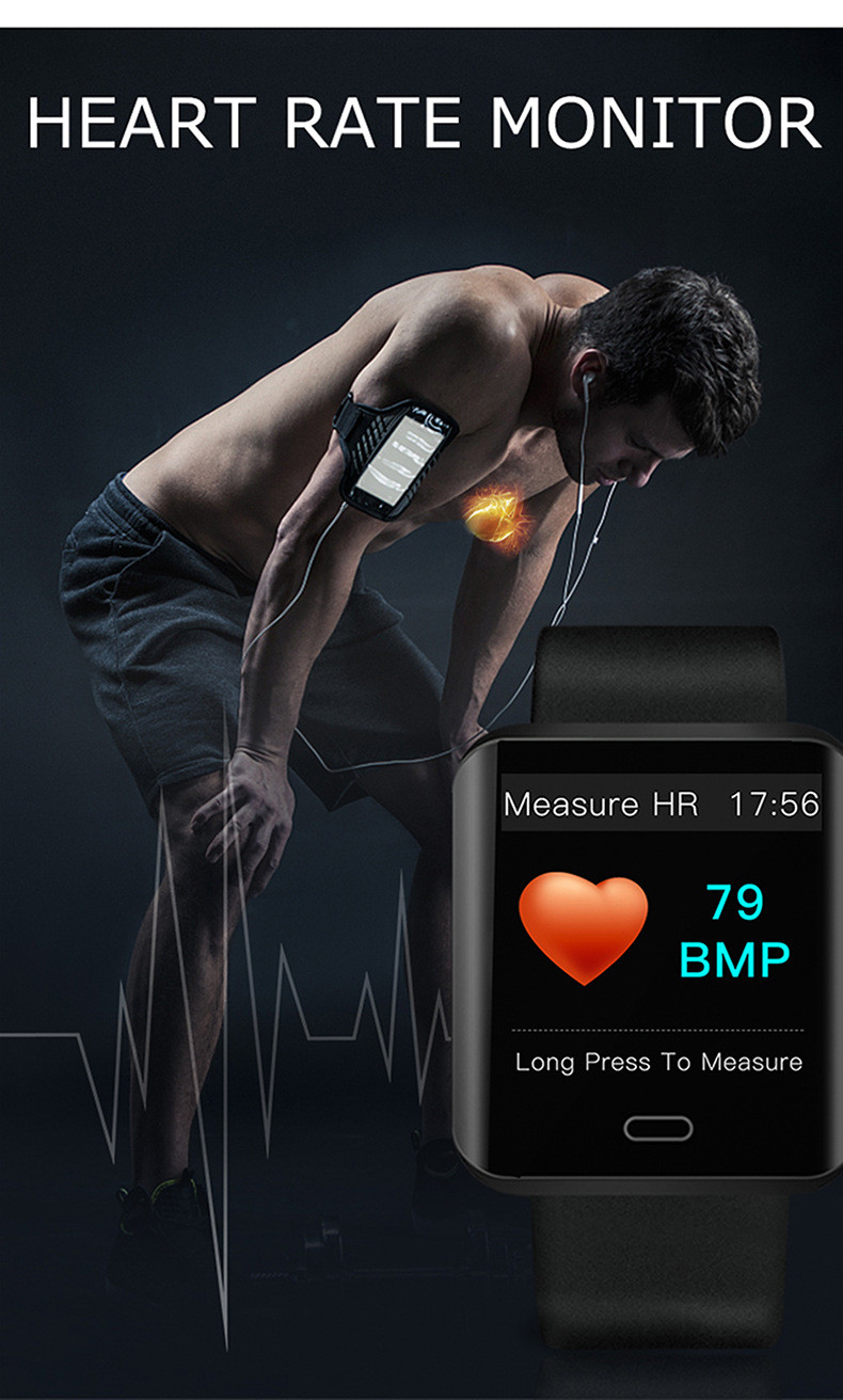 汤河店 三达B8智能手环高清大屏运动方形触摸防水心率血压睡眠监测手表