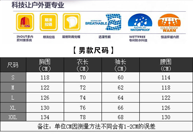施悦名 新款户外冲锋衣男女士三合一两件套可拆卸防风防水防晒登山服A
