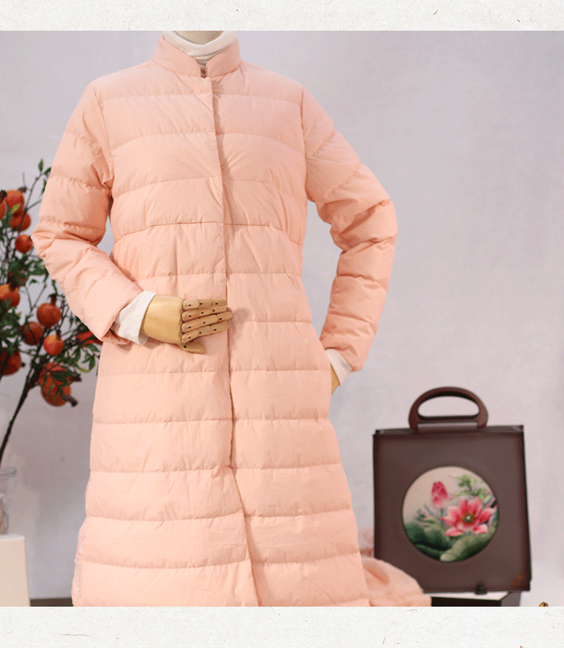 施悦名 2019年新品中国风复古女装粉红色羽绒服外套A