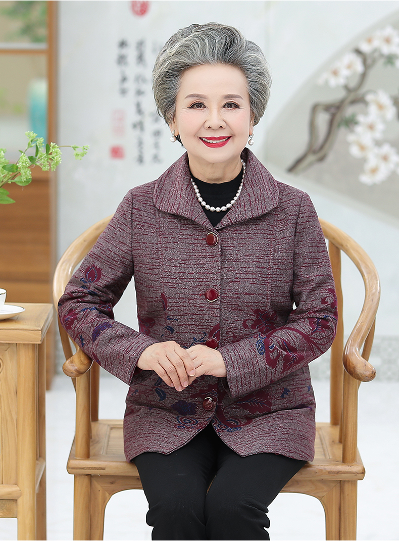 洋湖轩榭 中老年人秋装女外套妈妈装春秋外衣奶奶秋天服饰老人衣服素雅太太A