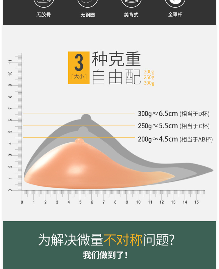 施悦名 义乳专用硅胶假乳房乳腺胸罩癌术后切除腋下遮挡内衣文胸A