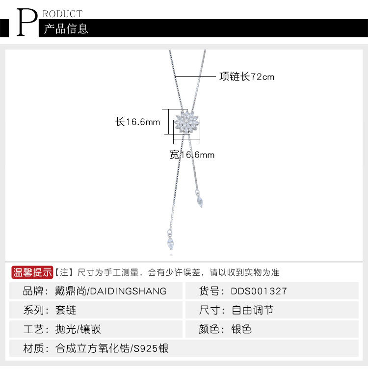 汤河店 欧美时尚吊坠配饰s925纯银长款项链锁骨链毛衣链女士秋冬百搭饰品A