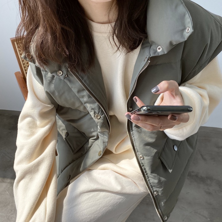 施悦名 2019冬季面包服棉马甲女韩版宽松无袖坎肩保暖外套A