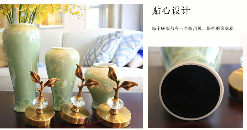 汤河店 新中式陶瓷花瓶仿真套装摆件 家居装饰品样板 房客厅桌面摆设A