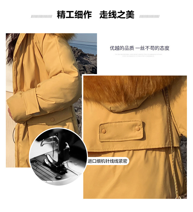 施悦名 羽绒棉服女新款韩版棉服加厚毛领棉衣面包服棉袄女A