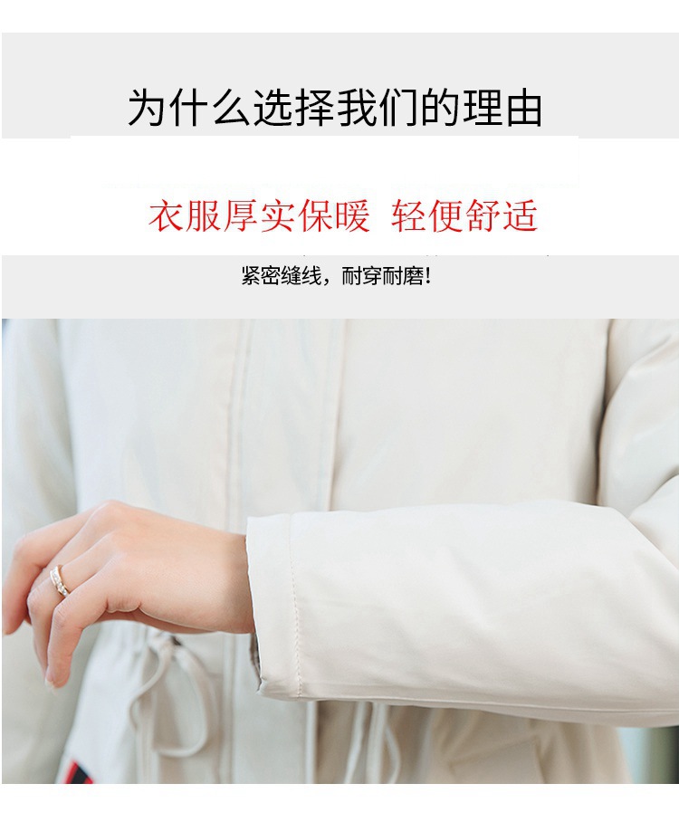 施悦名 冬季新款棉衣女修身中长款系带收腰派克棉服时尚连帽棉袄真毛领A