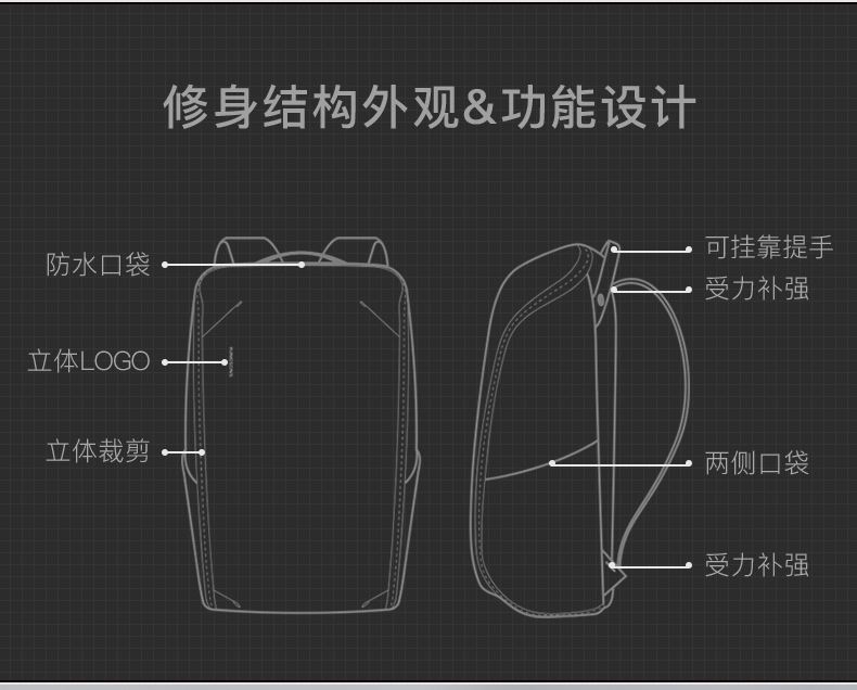 汤河店  耐磨双肩包男中大学生书包电脑包可折叠背包C