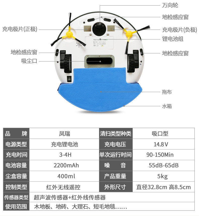 汤河店   自动扫地机器人智能超声感应吸尘器家用扫吸拖一体机C