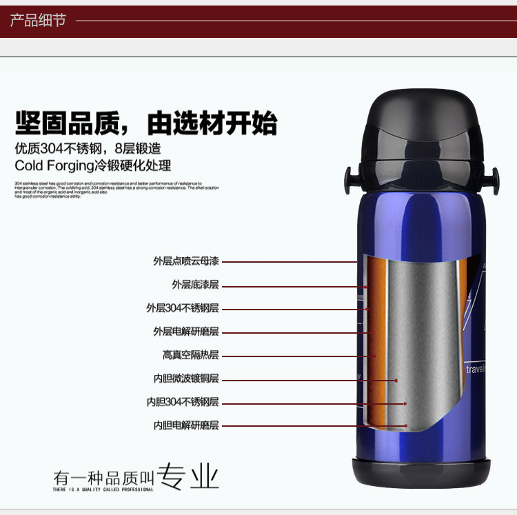 汤河店  不锈钢真空保温杯水杯户外运动水瓶创意礼品大容量保温壶C