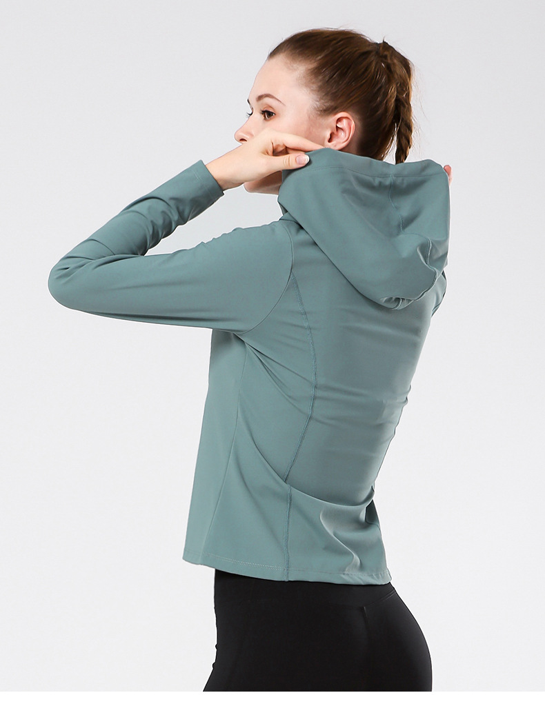 施悦名 新款瑜伽外套女修身弹力运动外套拉链跑步健身长袖T恤卫衣上A