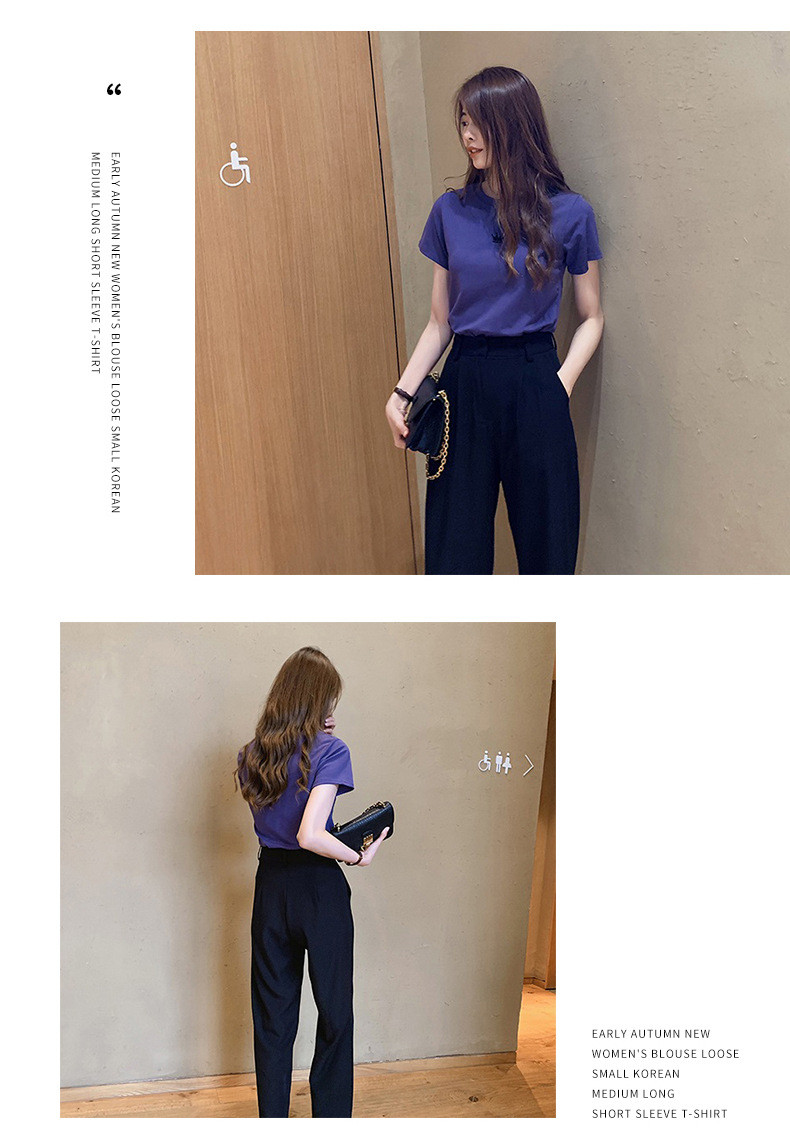 施悦名 刺绣短袖T恤女夏季韩版新款修身衣服上衣外贸体恤衫ins女装潮