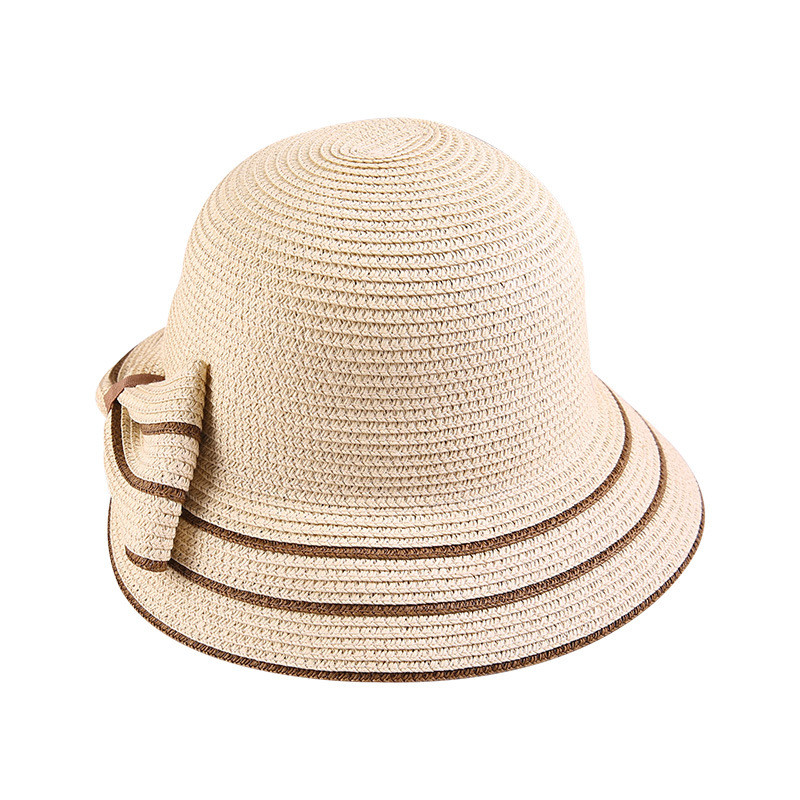施悦名 帽子女夏天出游防晒大沿可折叠太阳帽沙滩草帽户外遮阳帽蝴蝶结
