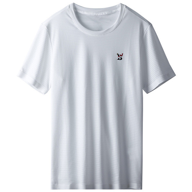 汤河之家 夏季新款网红冰丝网眼男士短袖T恤纯色无痕速干运动t恤男装