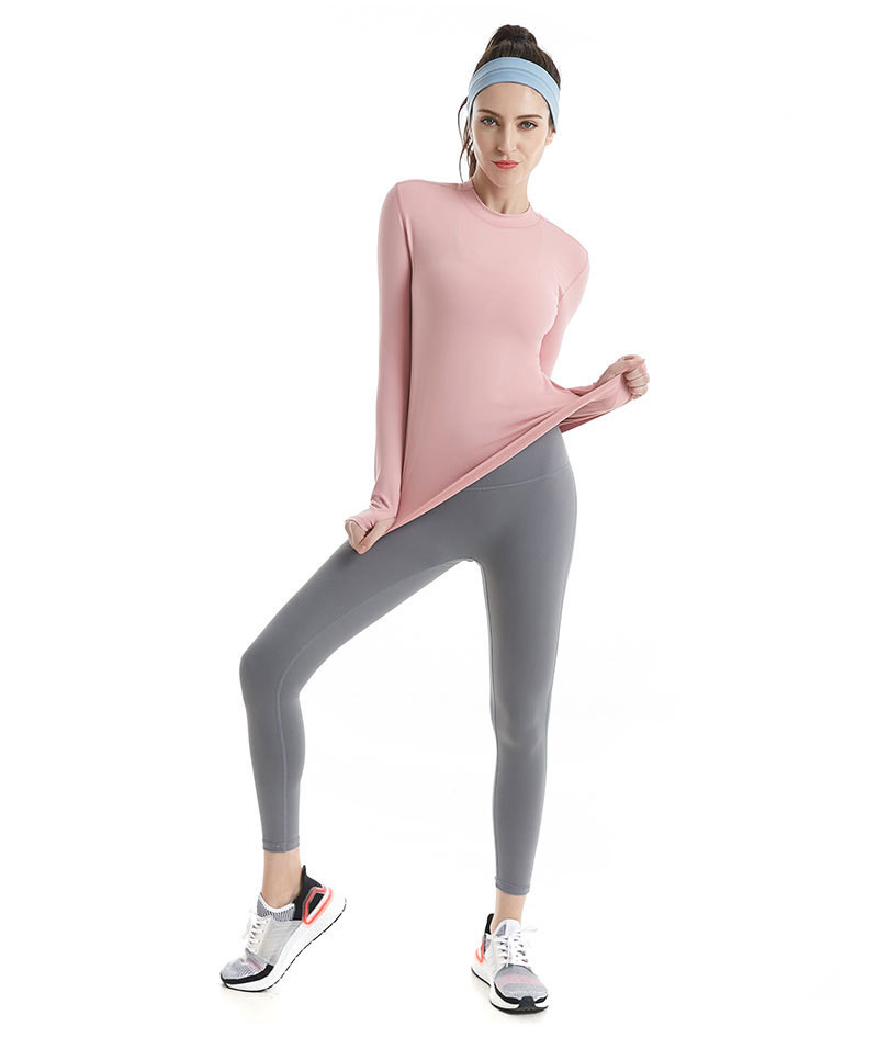 汤河店 新款女士运动户外健身服弹力速干小立领瑜伽长袖T恤健身房瑜伽服C